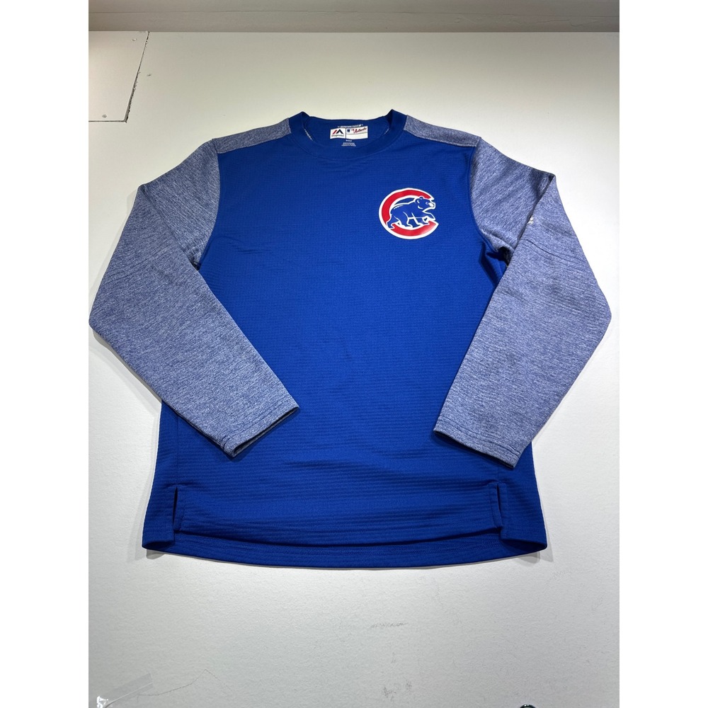 Majestic Chicago Cubs Therma Base Long Sleeve Shirt Mens S Blue MLB Authentic
